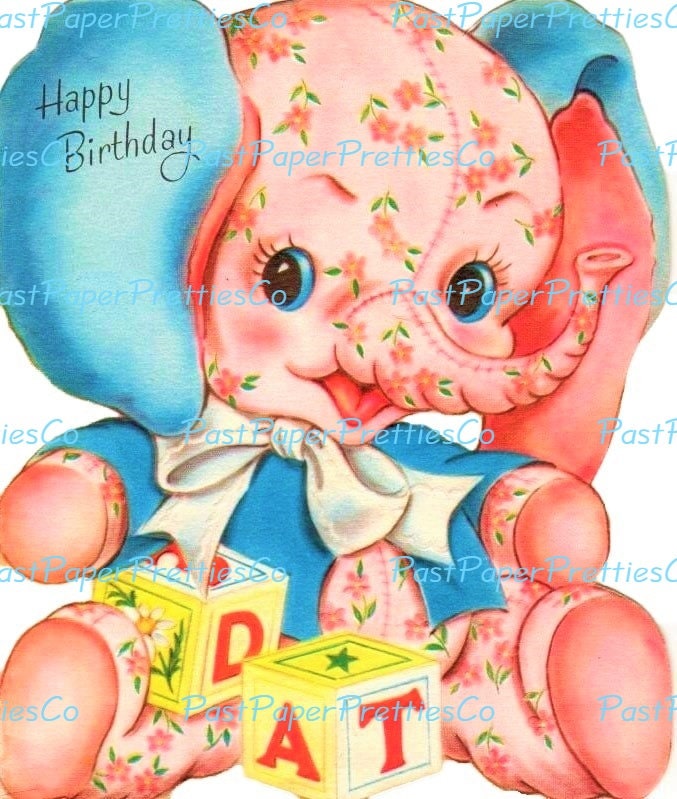 Vintage Printable Happy Birthday Soft Toy Stuffed Animals Greeting Cards Retro Collage & Single Images PDF Instant Digital Download