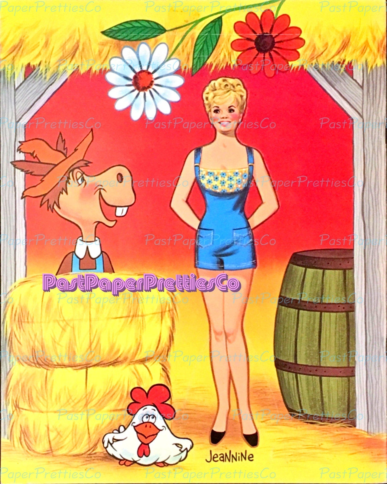 Vintage Paper Dolls Hee Haw Retro TV Show Printable PDF Instant Digital Download 1971 Funny Television Clipart