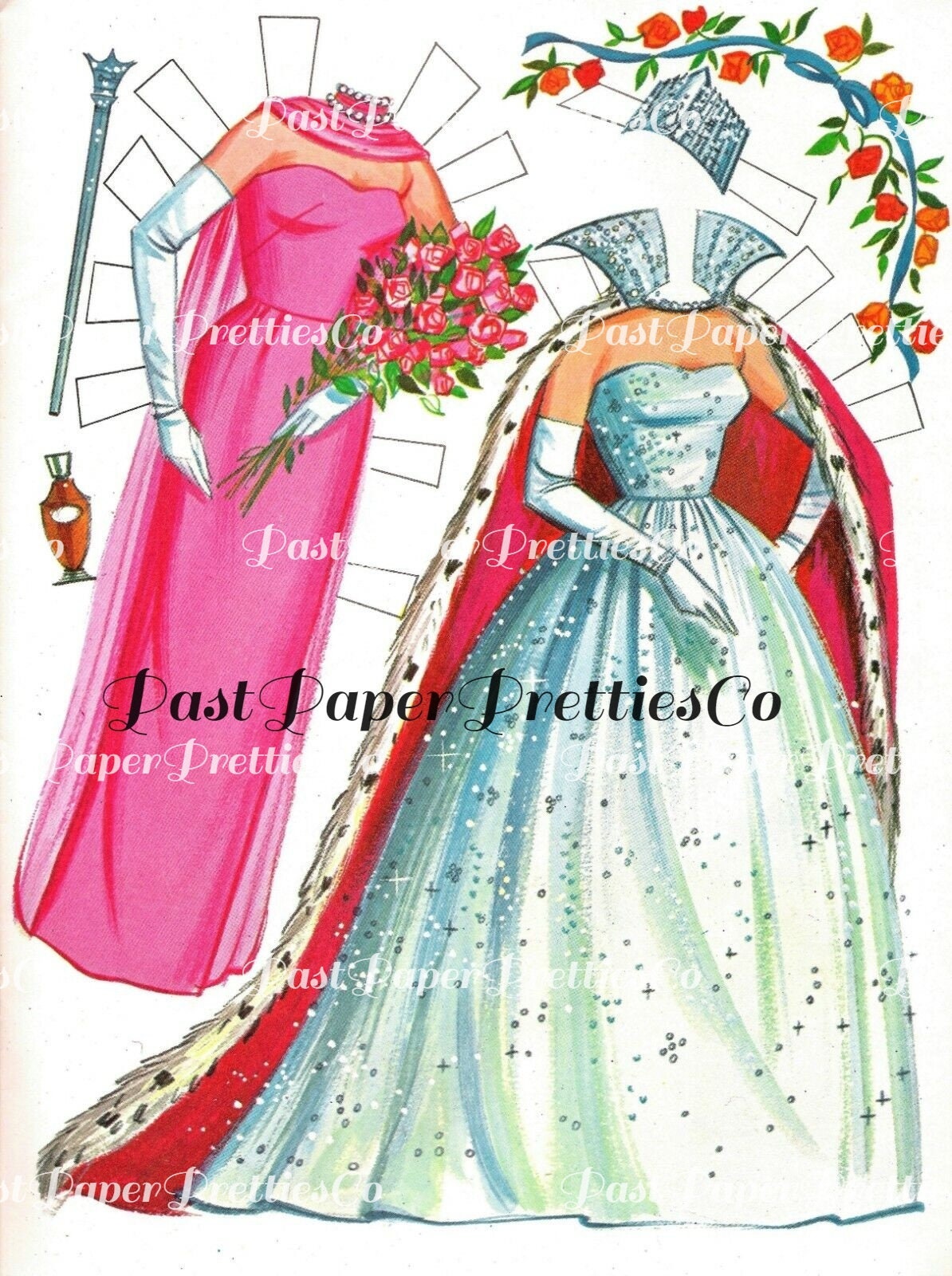 Vintage Paper Dolls Miss World c. 1965 PDF Printable Instant Digital Download Pretty Beauty Pageant Queen and Outfits Clip Art