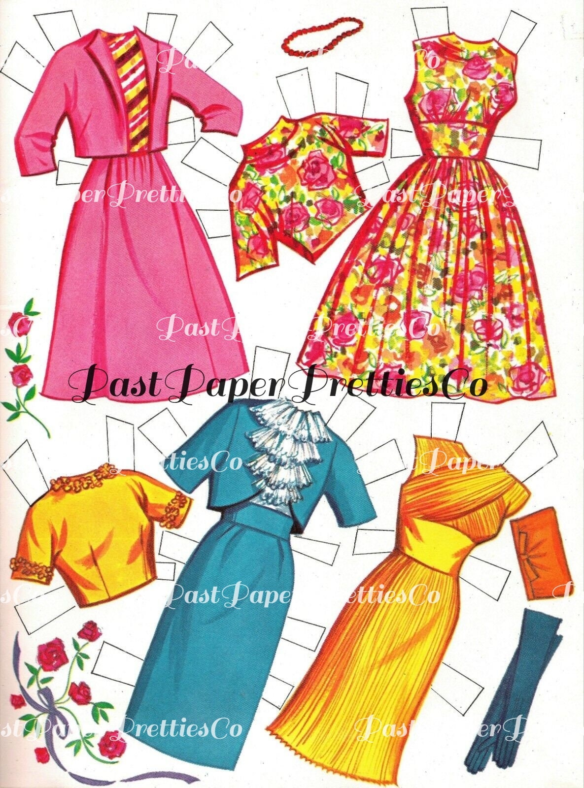 Vintage Paper Dolls Miss World c. 1965 PDF Printable Instant Digital Download Pretty Beauty Pageant Queen and Outfits Clip Art