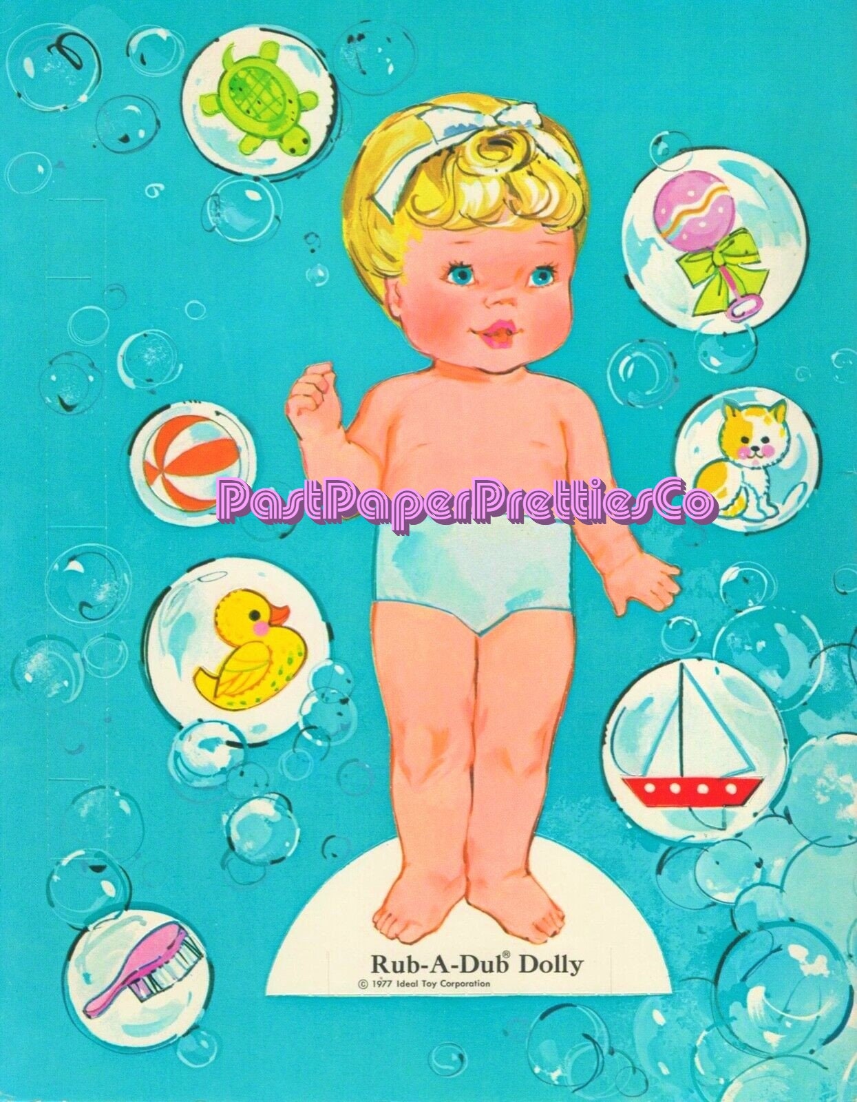 Vintage Paper Dolls Rub-A-Dub Dolly 1977 Printable PDF Instant Digital Download Nostalgic Childhood Bathtime Toy Doll Clip Art