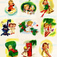 Vintage Printable Christmas Angel Kids Cards Collage Sheets Cute Boy Girl Cherubs Holiday Images PDF Instant Digital Download 18 Designs