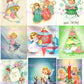 Vintage Printable Christmas Angels Collage Sheets Cute Pink Blue Pastels Holiday Card Images PDF Instant Digital Download Clip Art 2 Sizes