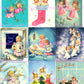 Vintage Printable Christmas Angels Collage Sheets Cute Pink Blue Pastels Holiday Card Images PDF Instant Digital Download Clip Art 2 Sizes