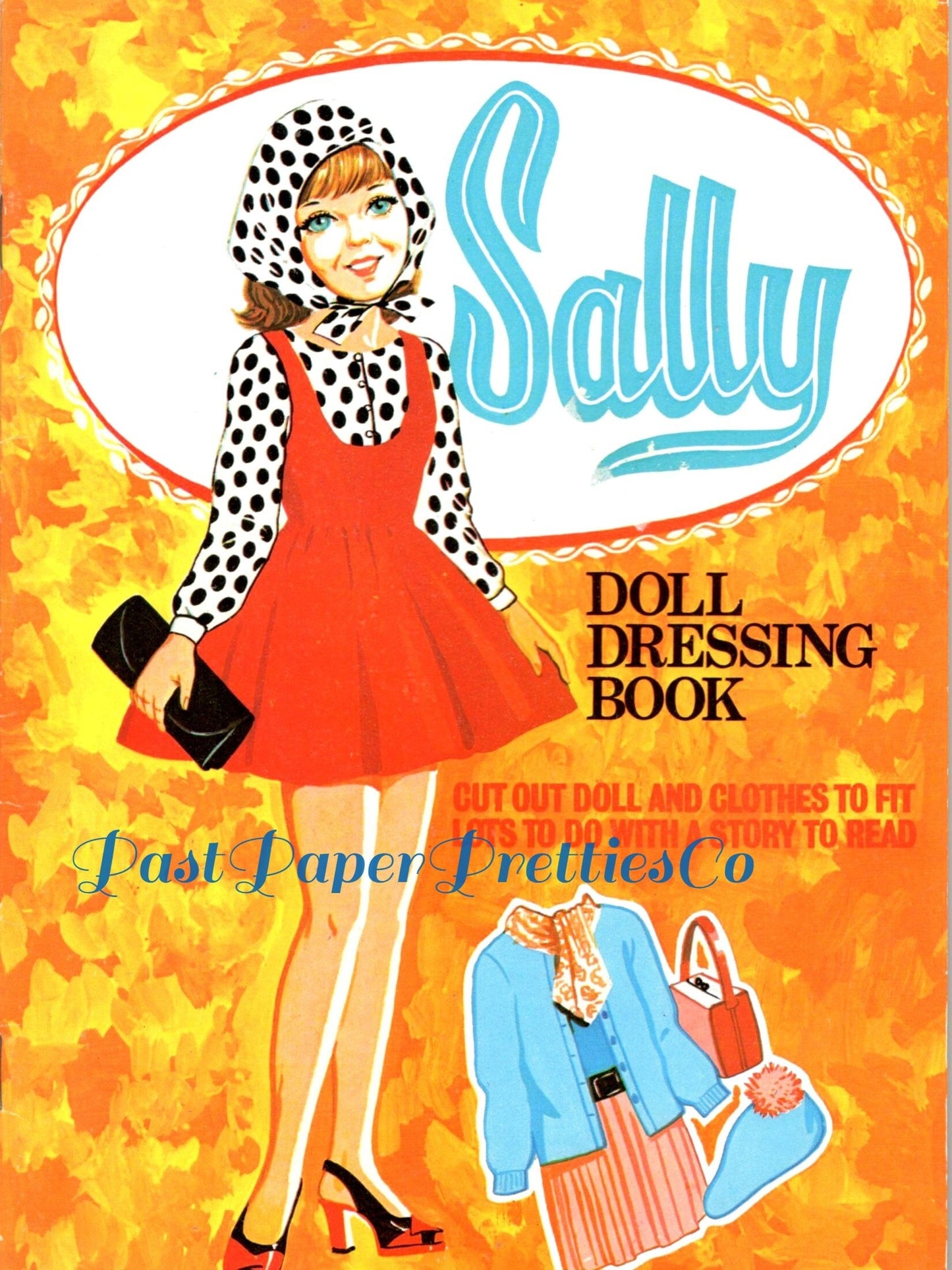 Vintage Paper Dolls Sally Doll Dressing Book c. 1960s Printable PDF Instant Digital Download Pretty Sixties Girls and Clothes Clip Art