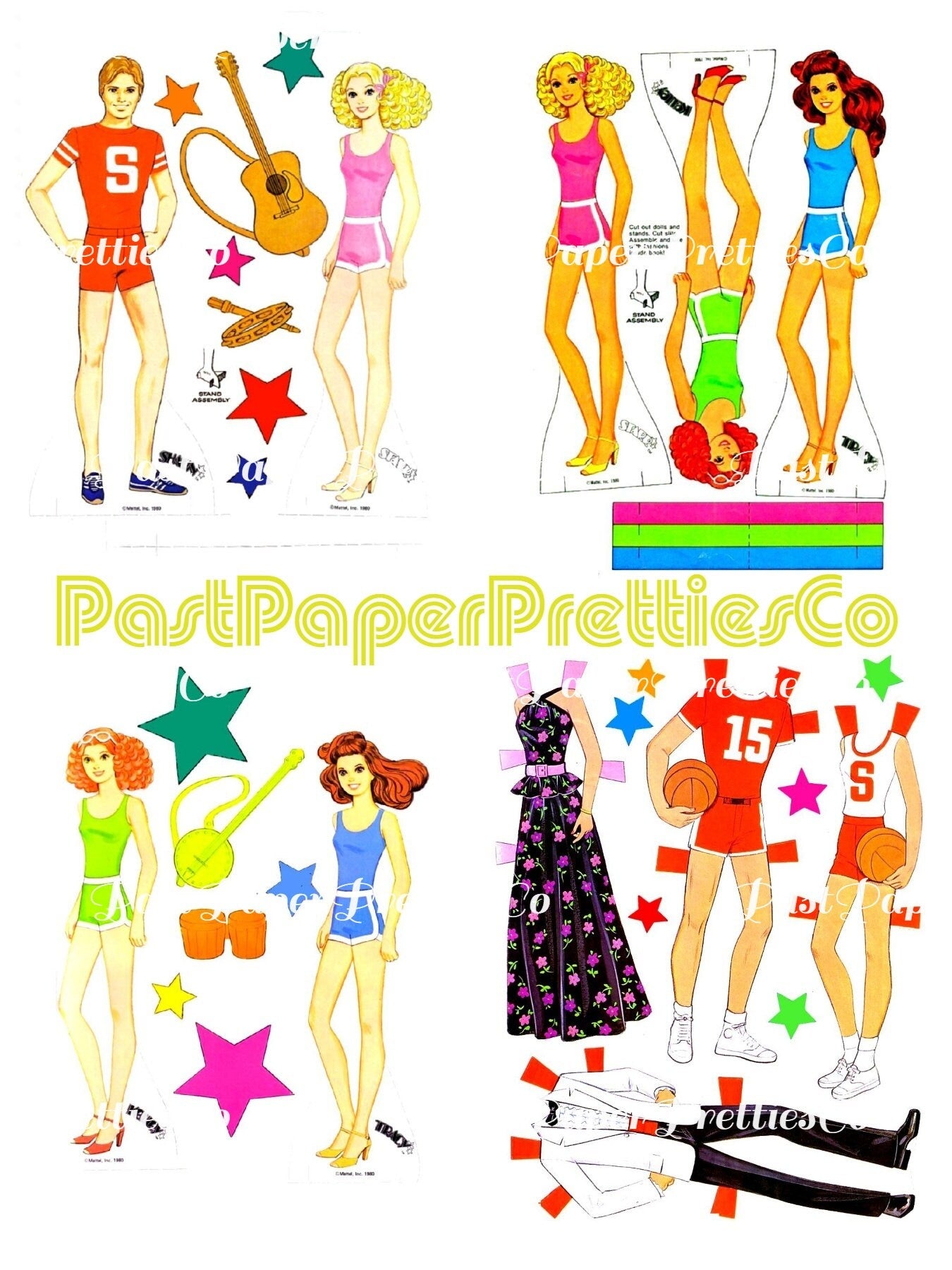 Vintage Paper Dolls Starr & Friends Retro Fashion Doll 1981 Printable PDF Instant Digital Download Cute Shaun Kelley Tracy Toy Clip Art