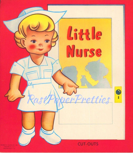 Vintage Paper Dolls Cute Little Nurse c. 1940's PDF Printable Instant Digital Download Retro Essential Worker Hospital Clip Art