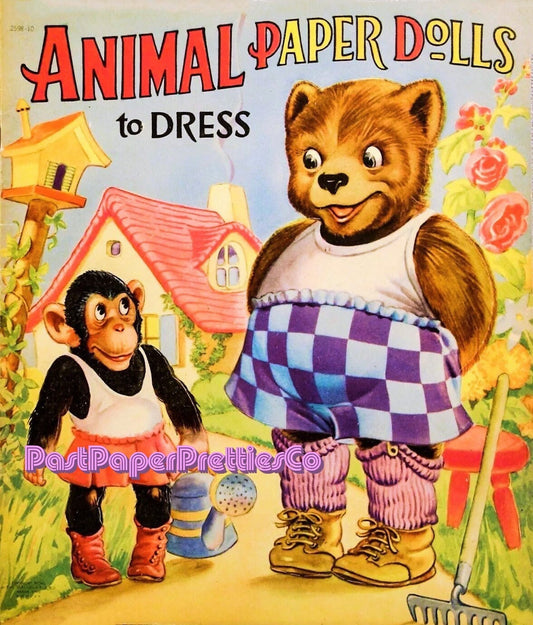 Vintage Animal Paper Dolls To Dress 1930s Printable PDF Instant Digital Download Kitsch Bear Chimp Pig and Cat and Clothing Cliaprt