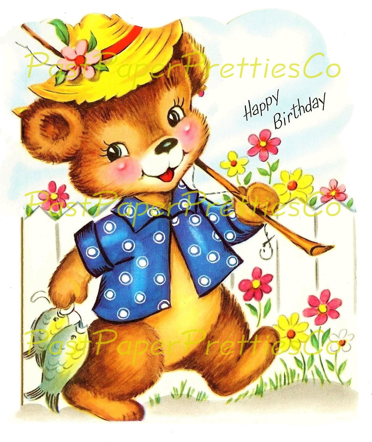 Vintage Printable Teddy Bear Happy Birthday Collage Sheets and Cards Retro Images PDF Instant Digital Download Clipart 3 Sizes