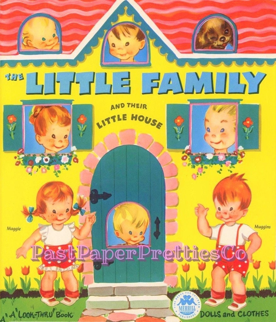 Vintage Paper Dolls The Little Family and Their Little House c. 1949 Printable Instant Digital Download Kitschy Cute People Playset