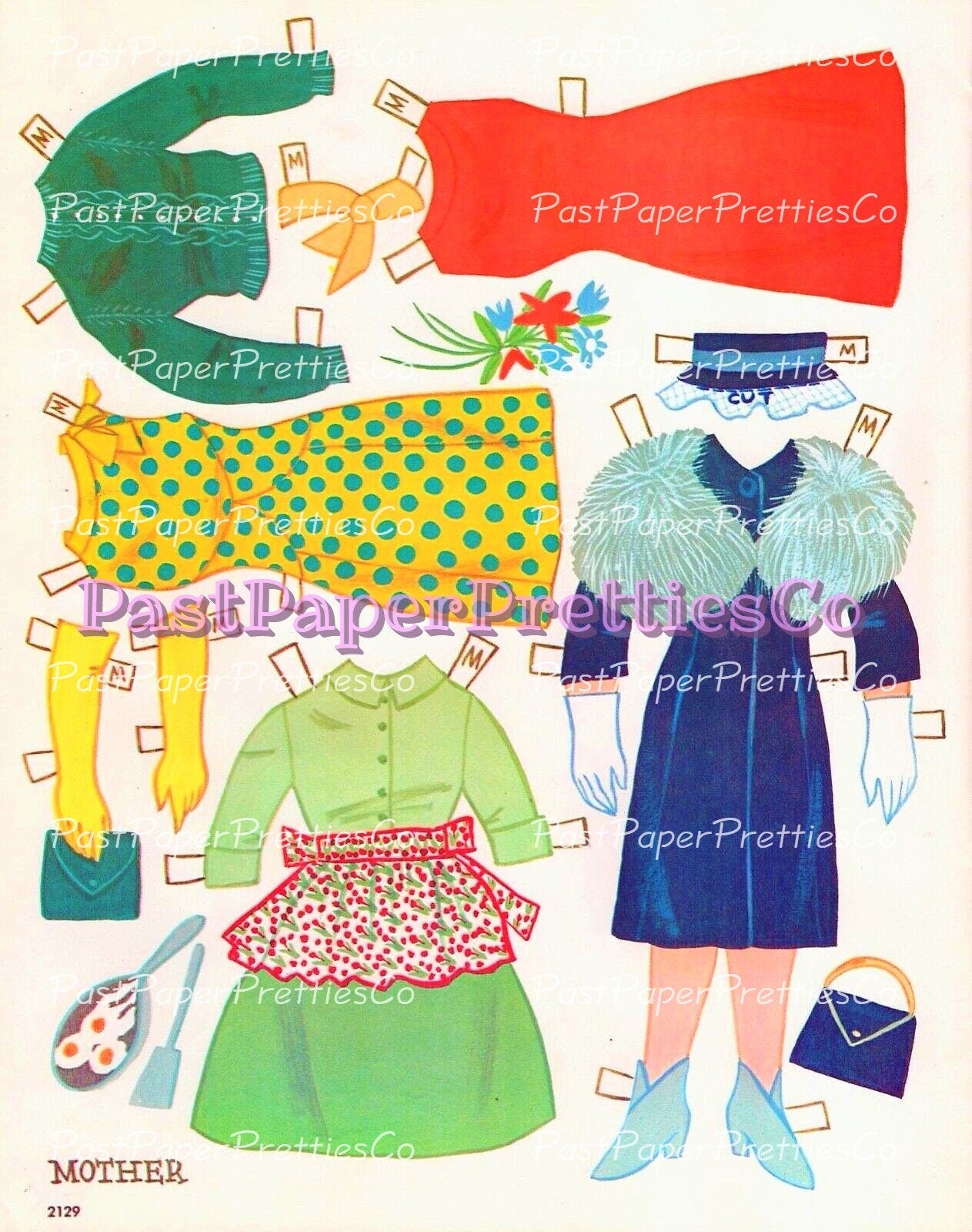 Vintage Paper Dolls Dollhouse Cut Outs 1960s Printable Instant Digital Download Kitschy Cute All Girls Family