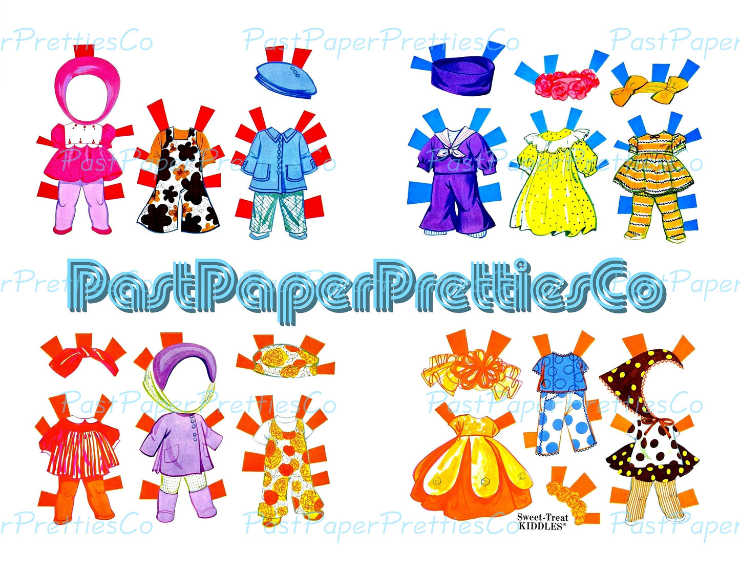 Vintage Paper Dolls Sweet Treat Liddle Kiddles 1969 Printable PDF Instant Digital Download 6 Cute Childhood Toy Dolls Clipart