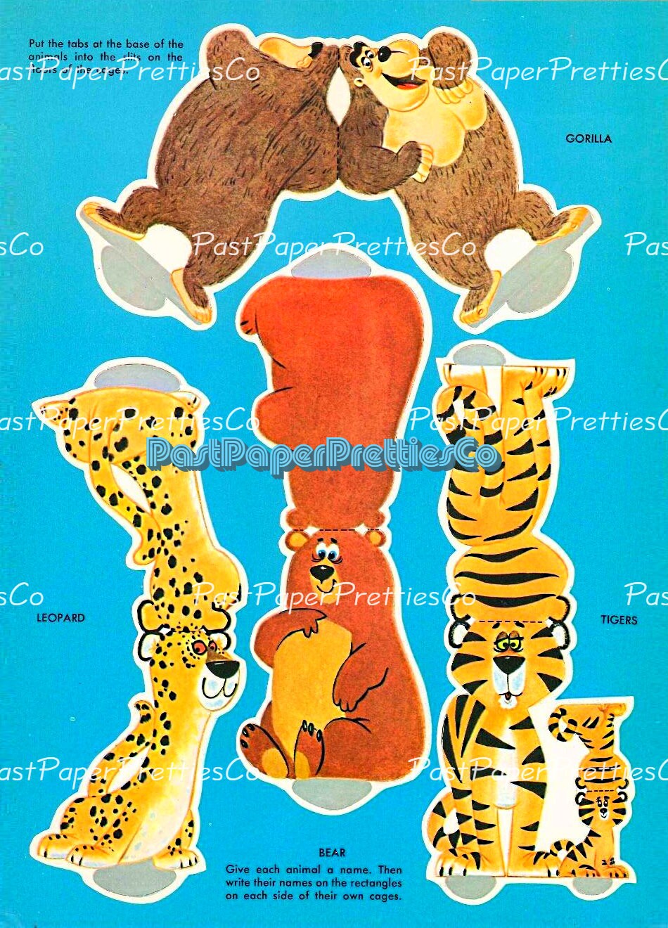 Vintage Printable Circus Train Punch Outs Papercraft Toys 1965 PDF Instant Digital Download Animals Clown Lion Tamer Paper Playset