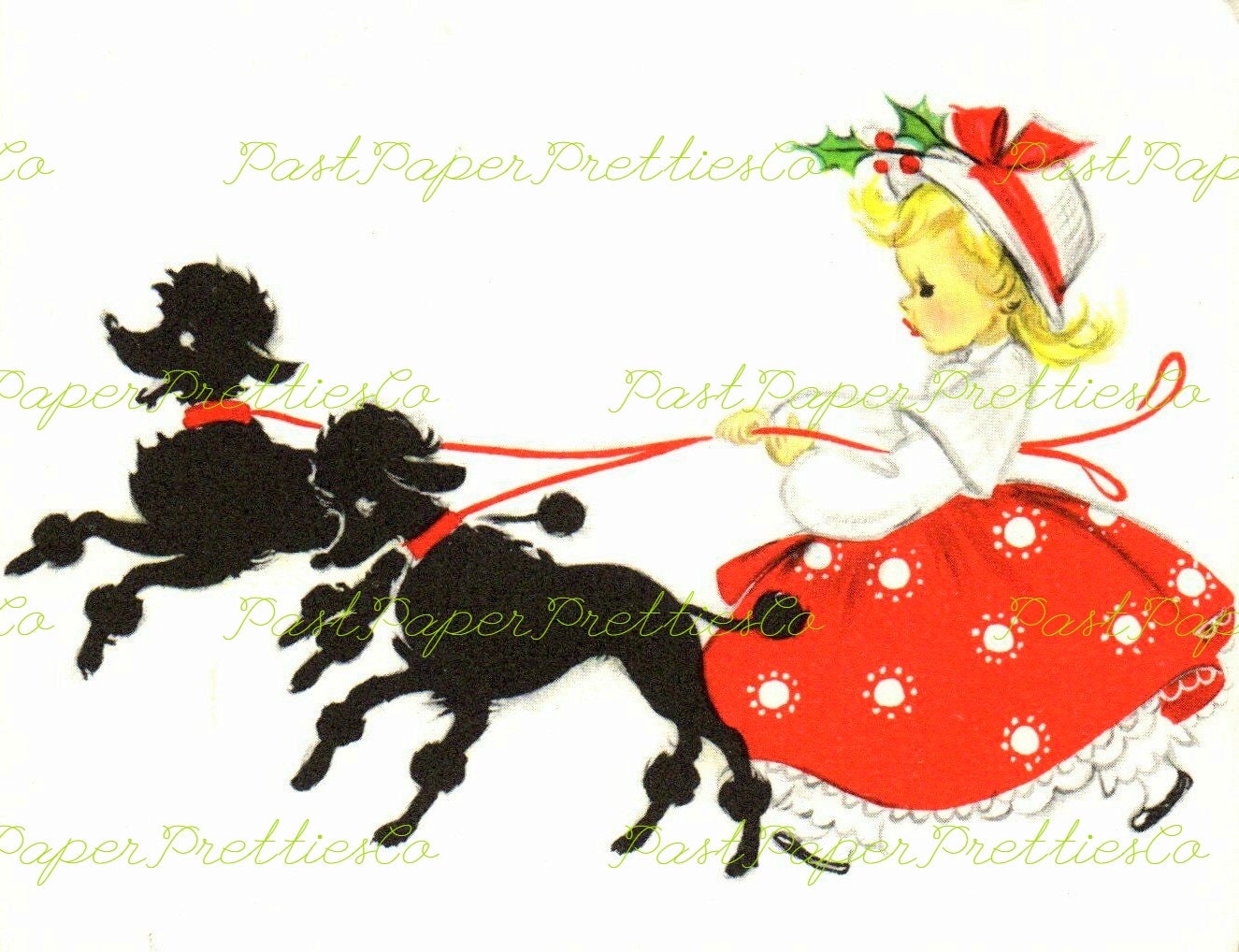Vintage Printable Christmas Ladies Side Profiles Collage Sheets & 20 Single Card Images PDF Instant Digital Download Cute Holiday Girls