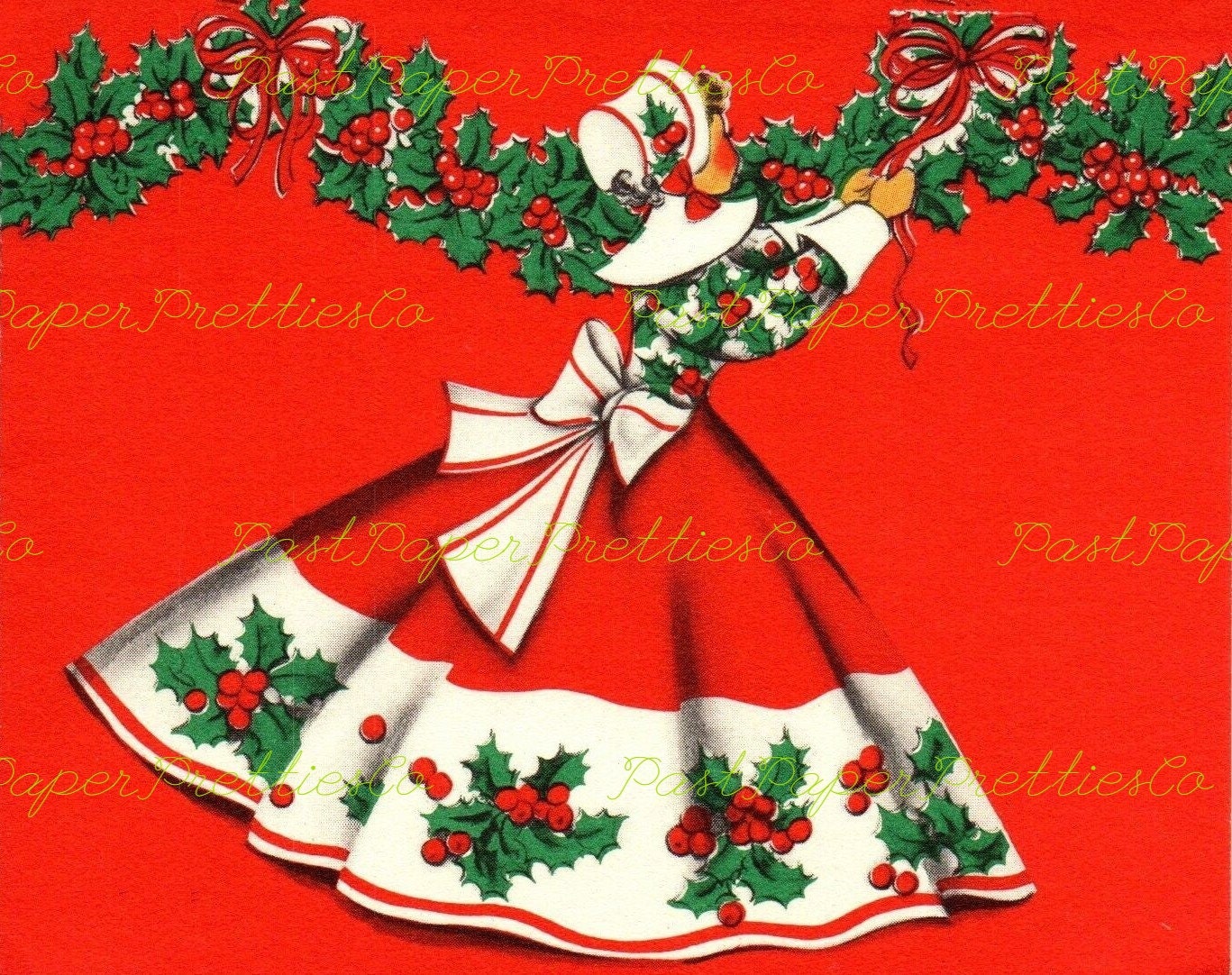 Vintage Printable Christmas Ladies Side Profiles Collage Sheets & 20 Single Card Images PDF Instant Digital Download Cute Holiday Girls