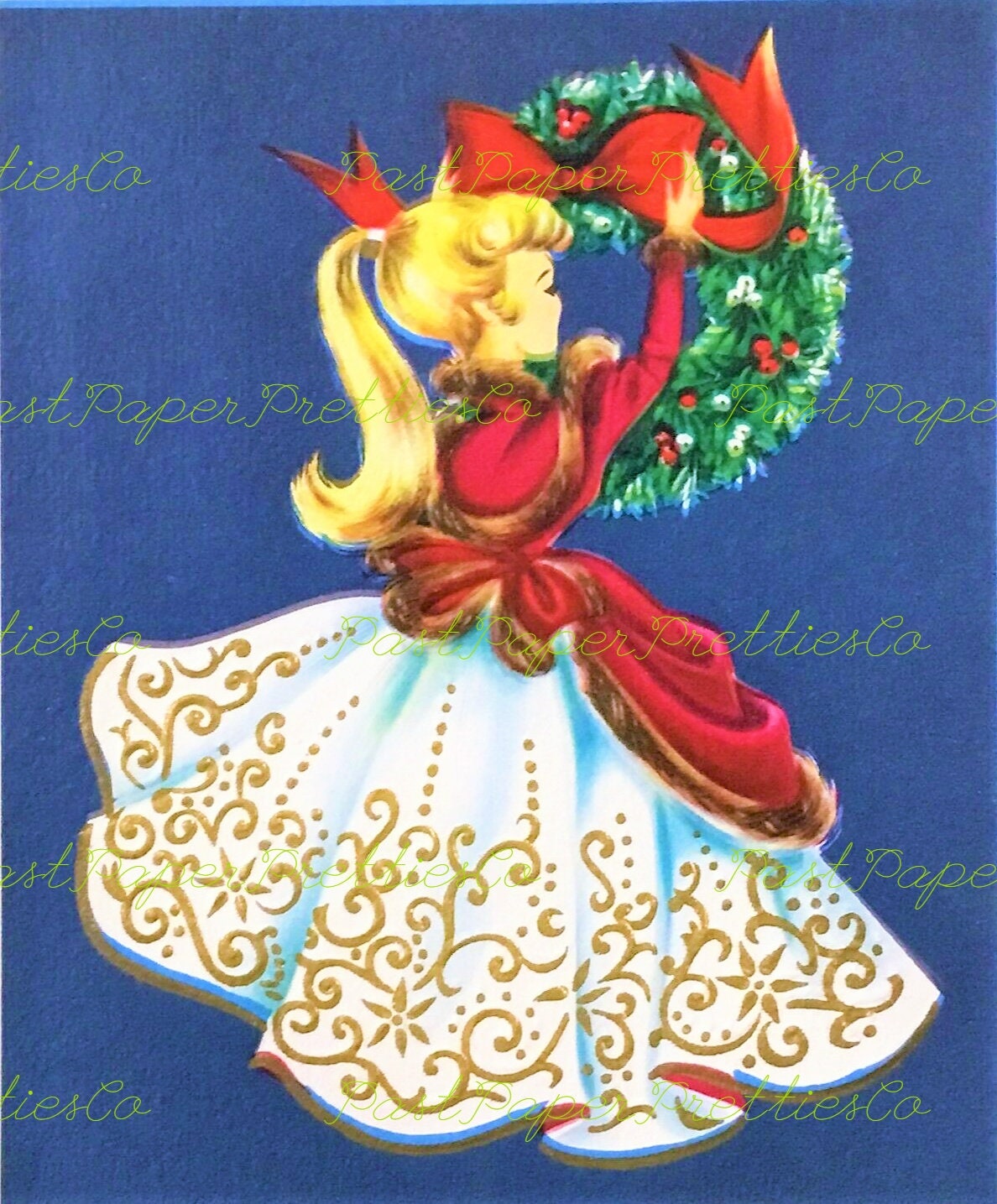 Vintage Printable Christmas Ladies Side Profiles Collage Sheets & 20 Single Card Images PDF Instant Digital Download Cute Holiday Girls