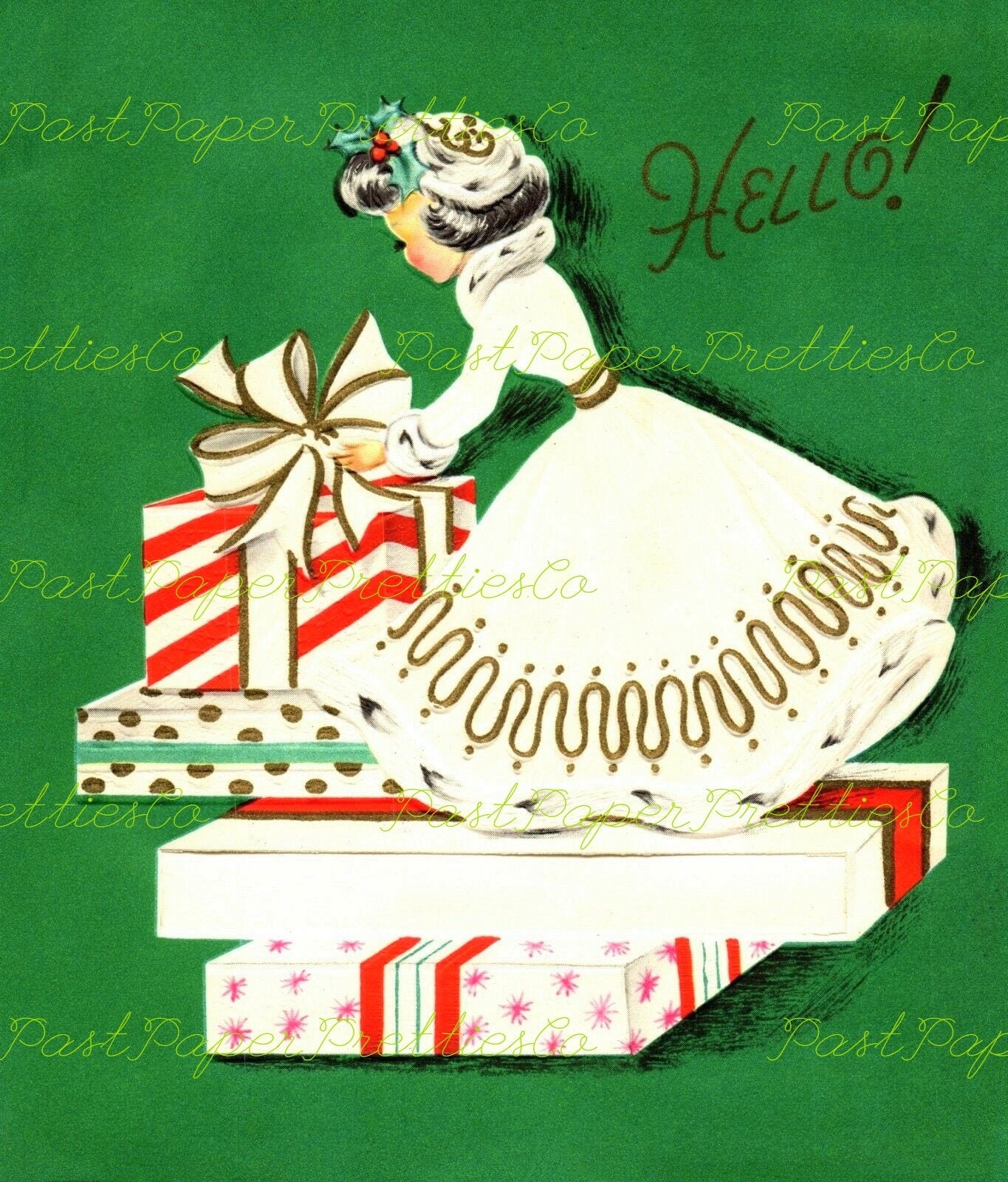 Vintage Printable Christmas Ladies Side Profiles Collage Sheets & 20 Single Card Images PDF Instant Digital Download Cute Holiday Girls