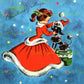 Vintage Printable Christmas Ladies Side Profiles Collage Sheets & 20 Single Card Images PDF Instant Digital Download Cute Holiday Girls