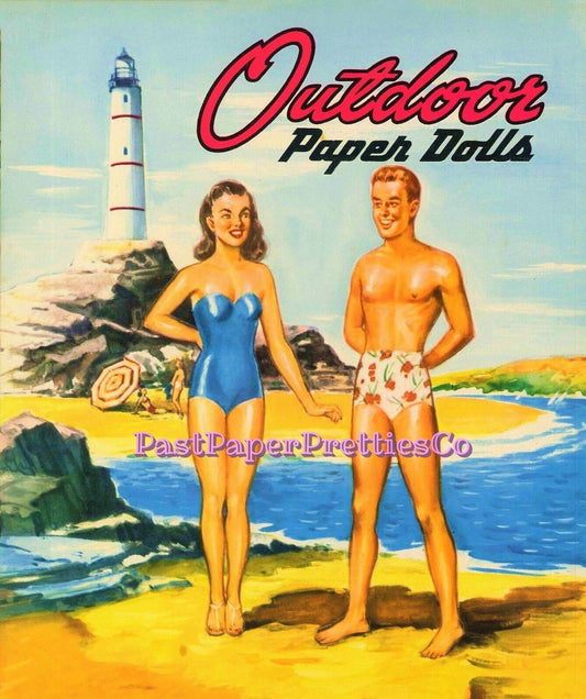 Vintage Outdoor Paper Dolls c. 1948 PDF Printable PDF Instant Digital Download Summertime Seaside Beach Guys Gals Friends Clip Art