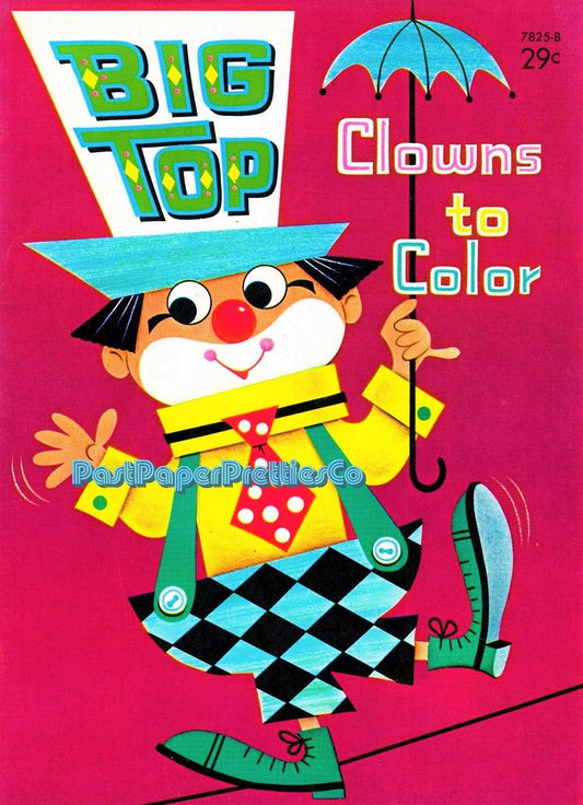 Vintage Printable Coloring Book Big Top Clowns to Color c. 1967 PDF Instant Digital Download All Circus Clowns Clipart 33 Pages