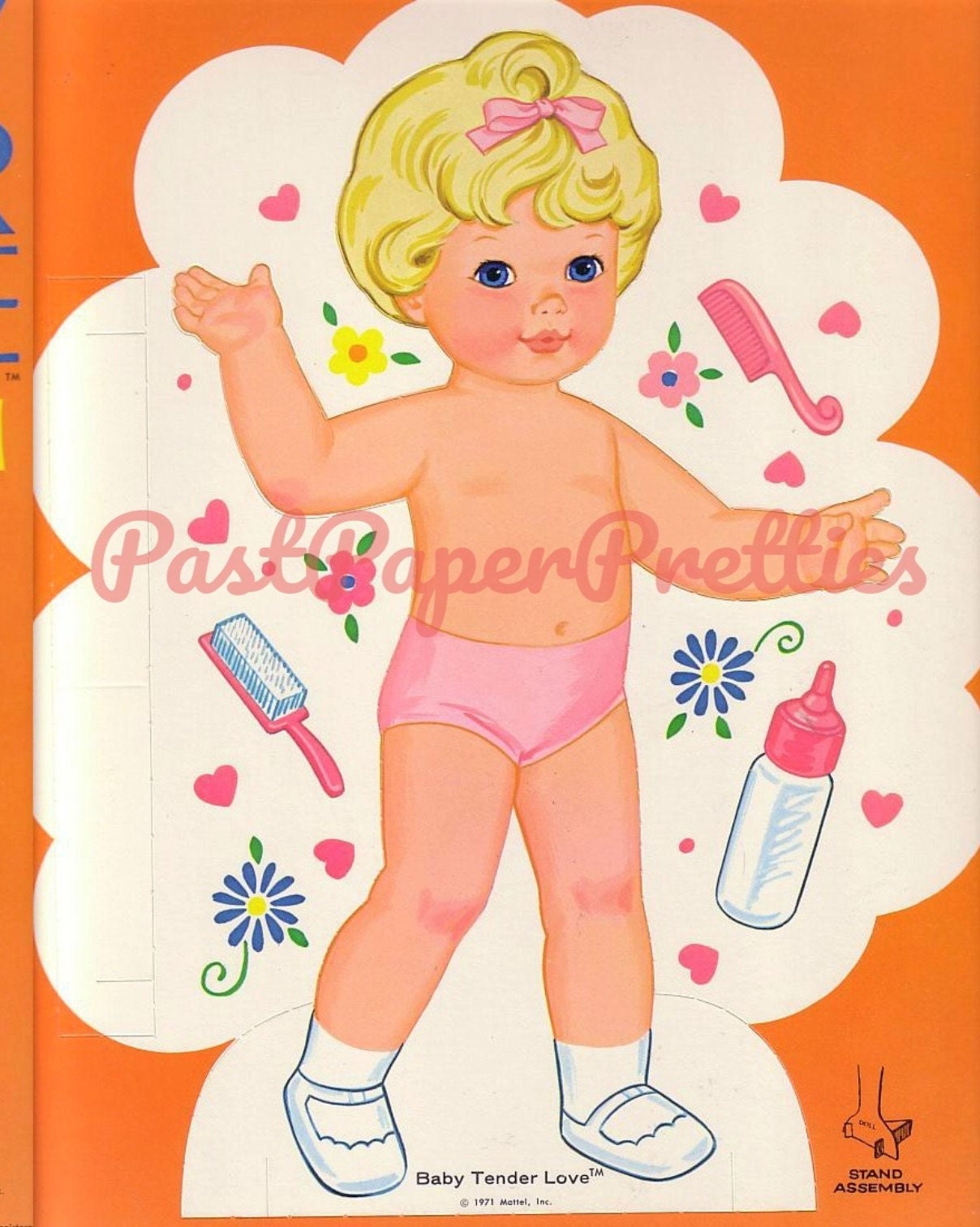 Vintage Paper Dolls Baby Tender Love Doll c. 1971 Printable PDF Instant Digital Download Cute Retro Childhood Toy Dolly Clip Art