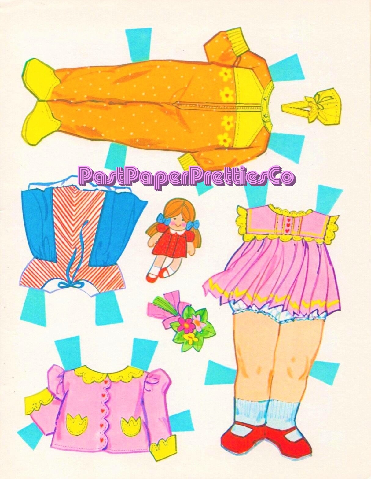 Vintage Paper Dolls Rub-A-Dub Dolly 1977 Printable PDF Instant Digital Download Nostalgic Childhood Bathtime Toy Doll Clip Art