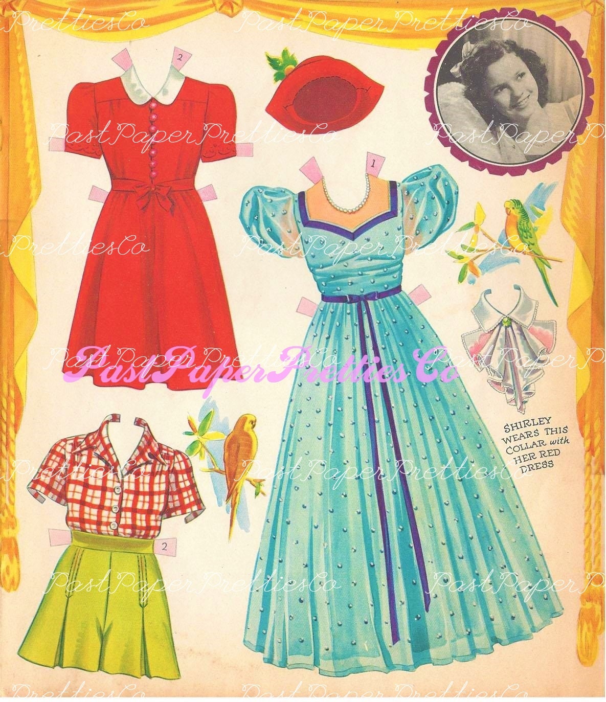 Vintage The New Shirley Temple in Paper Dolls Book 1942 Printable PDF Instant Digital Download TV Movie Star Teen Actress Starlet Clipart