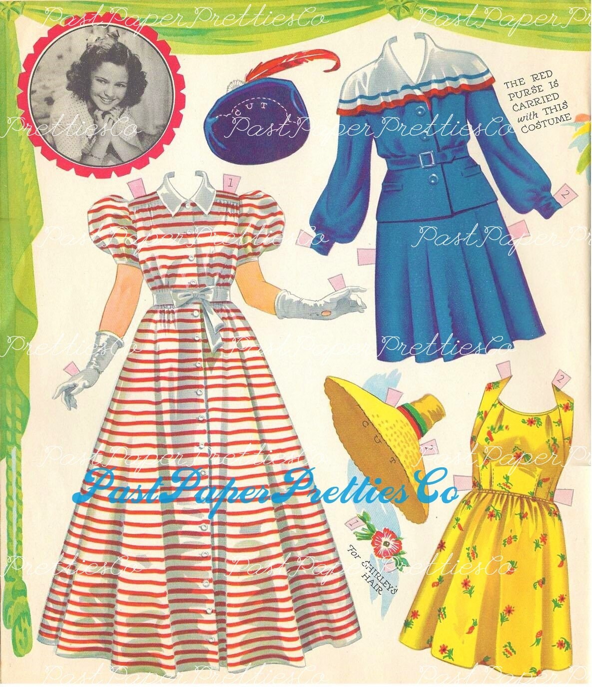 Vintage The New Shirley Temple in Paper Dolls Book 1942 Printable PDF Instant Digital Download TV Movie Star Teen Actress Starlet Clipart