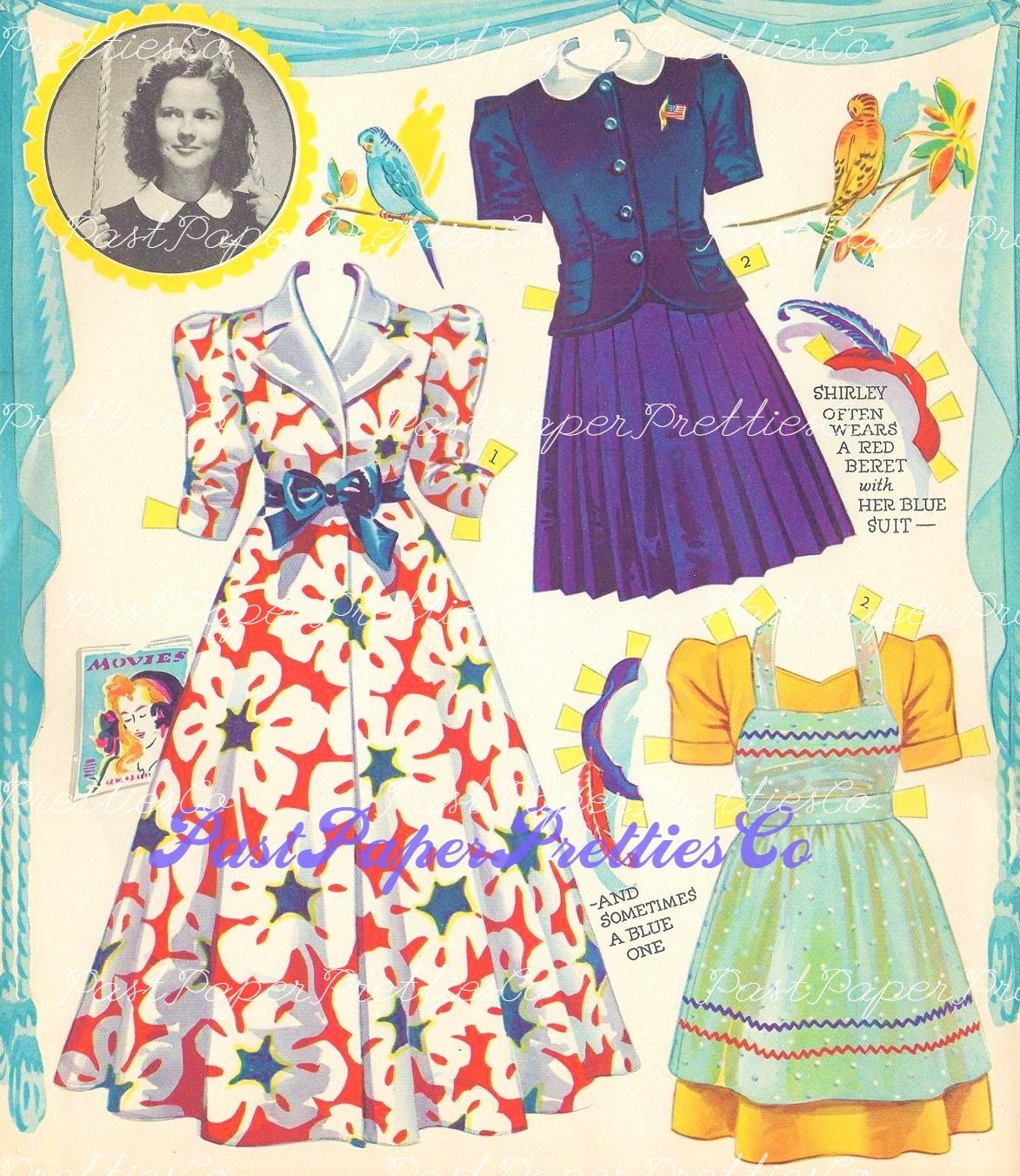 Vintage The New Shirley Temple in Paper Dolls Book 1942 Printable PDF Instant Digital Download TV Movie Star Teen Actress Starlet Clipart