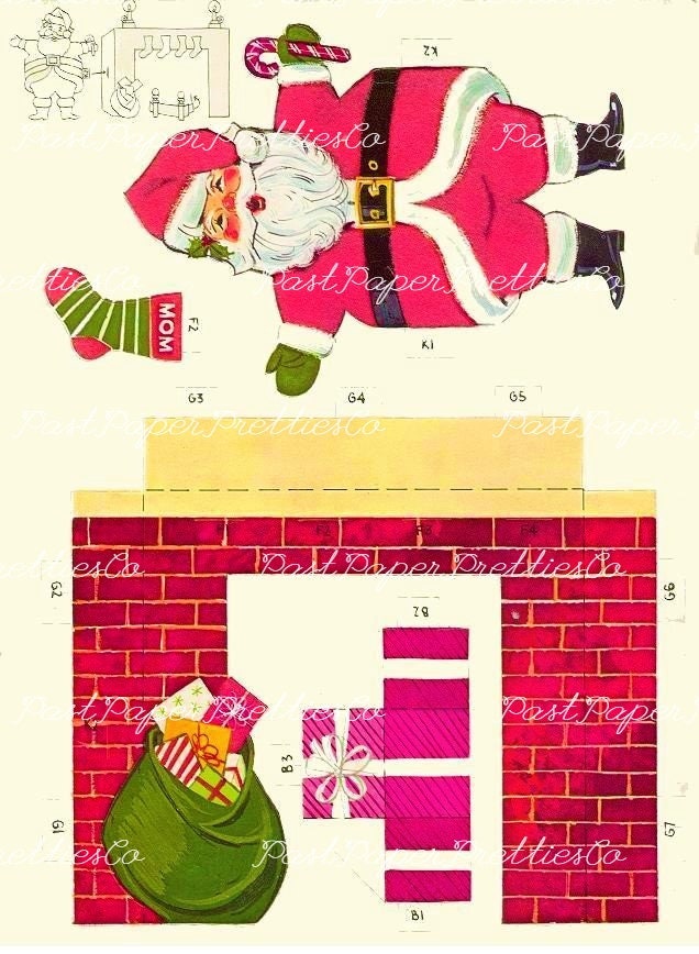 Vintage Printable Santa's Night Before Christmas Press-out Book Playbook Playset Holiday Scene PDF Instant Digital Download Activity Crafts