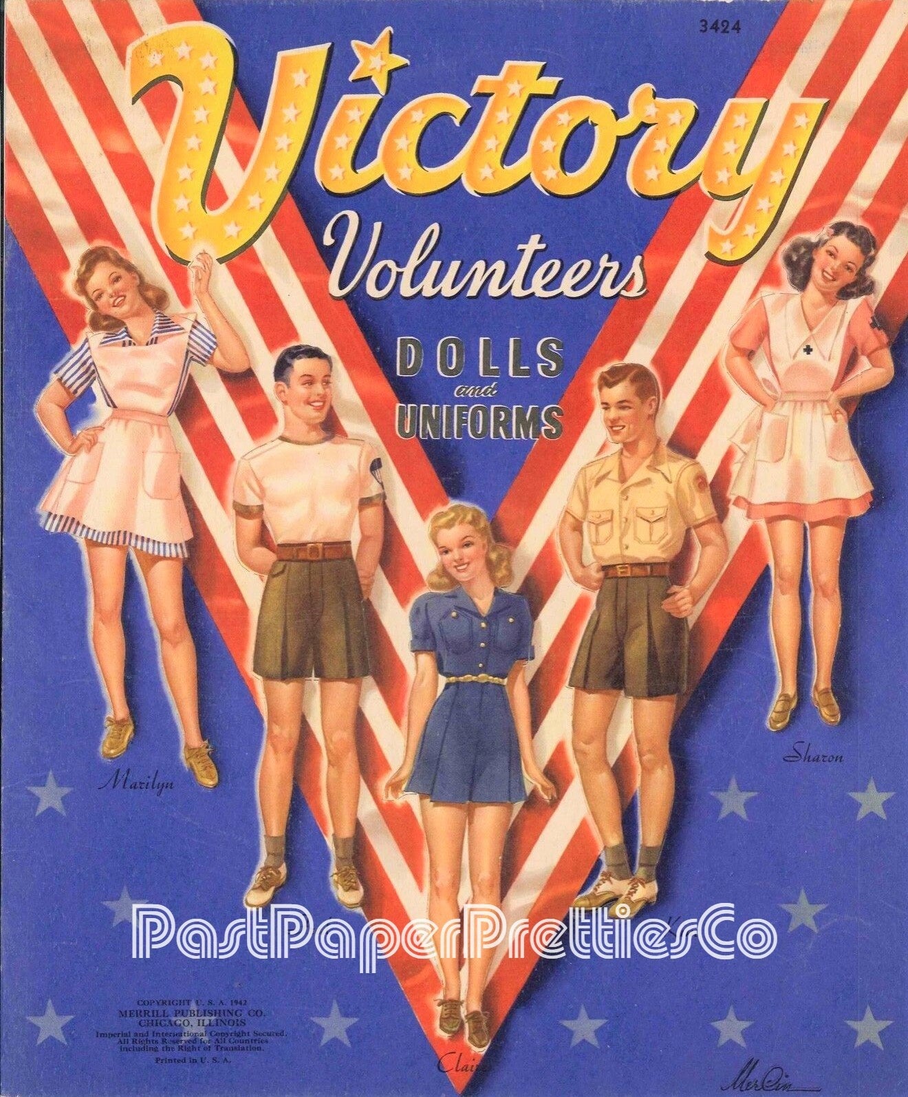 Vintage Paper Dolls Victory Volunteers WWII Military Guys n Gals Dolls 1942 Printable PDF Instant Digital Download Wartime Clip Art JPEG