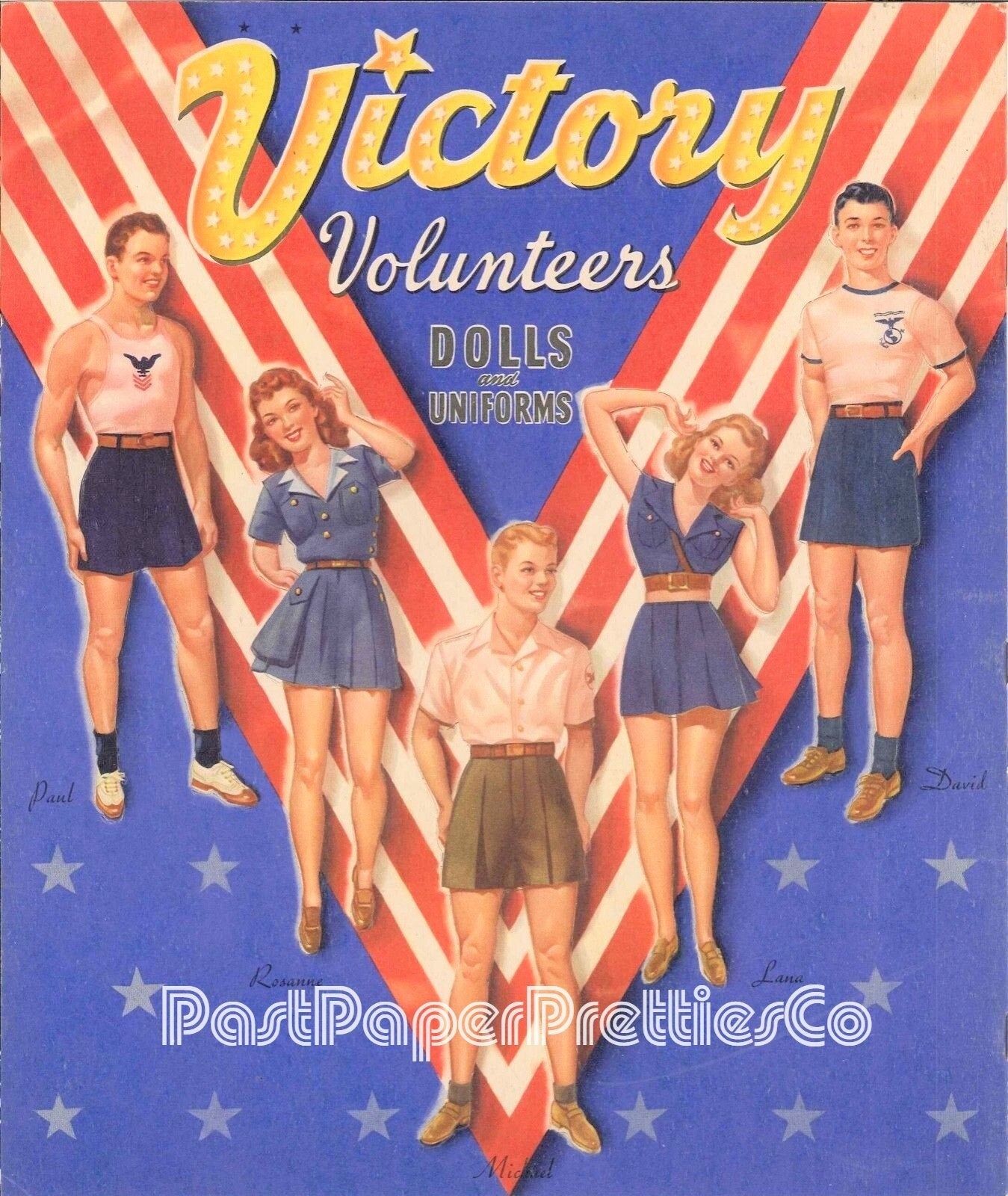 Vintage Paper Dolls Victory Volunteers WWII Military Guys n Gals Dolls 1942 Printable PDF Instant Digital Download Wartime Clip Art JPEG