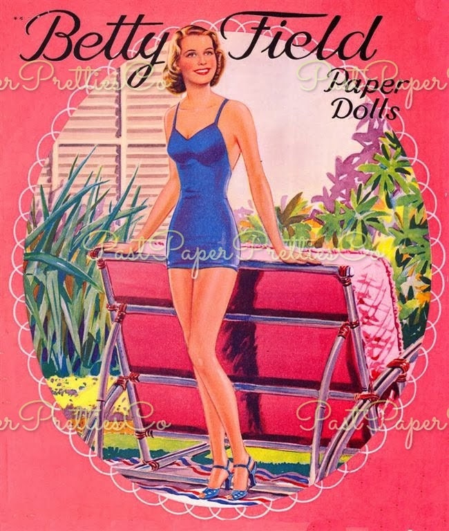 Vintage Paper Dolls Betty Field Movie Star 1943 Printable PDF Instant Digital Download Beautiful Hollywood Actress Doll Clipart
