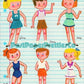 Vintage Paper Dolls School Children c. 1963 Printable PDF Instant Digital Download 3 Cute Pretty Little Girls School Friends Dolls Clip Art