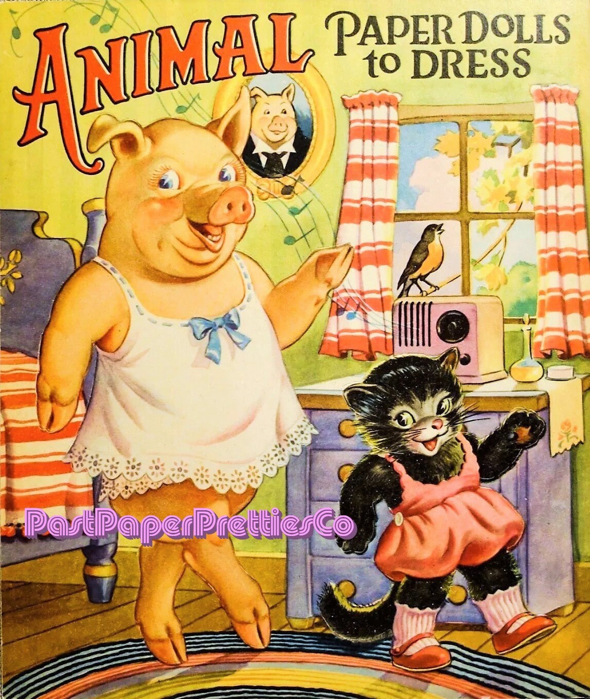 Vintage Animal Paper Dolls To Dress 1930s Printable PDF Instant Digital Download Kitsch Bear Chimp Pig and Cat and Clothing Cliaprt