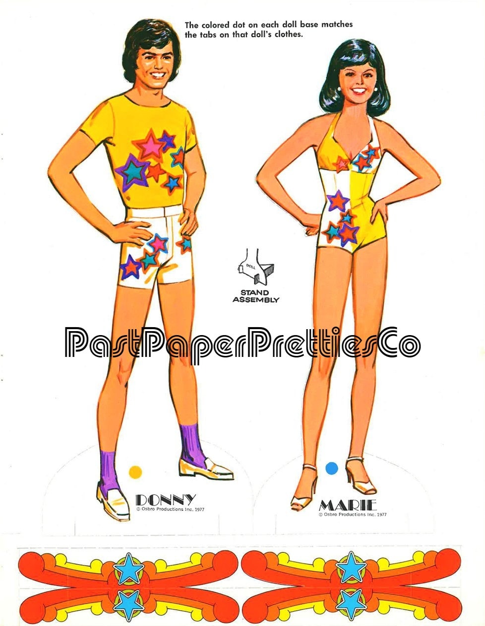 Vintage Paper Dolls Donny and Marie 1977 Printable PDF Instant Digital Download Retro 70s TV Show Musical Siblings Family Clip Art