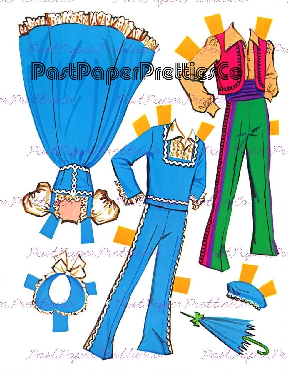 Vintage Paper Dolls Donny and Marie 1977 Printable PDF Instant Digital Download Retro 70s TV Show Musical Siblings Family Clip Art