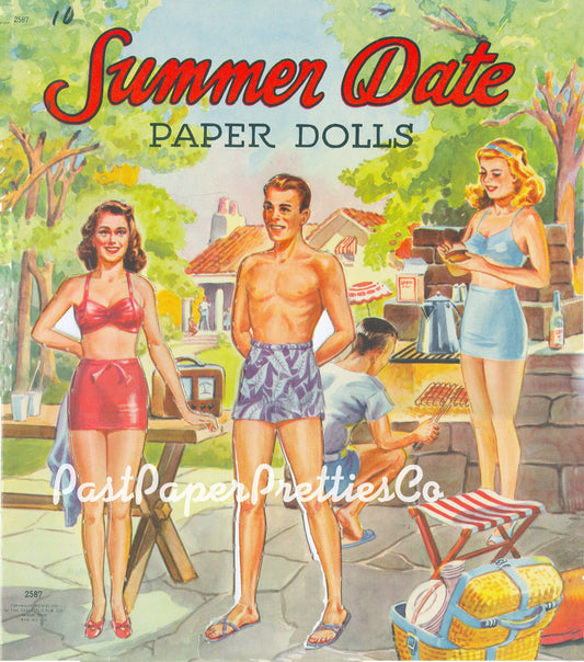 Vintage Paper Dolls  Summer Date 6 Teenager Dolls c. 1948 PDF Printable Instant Digital Download Boy Girl Summertime Teen Friends Clip Art