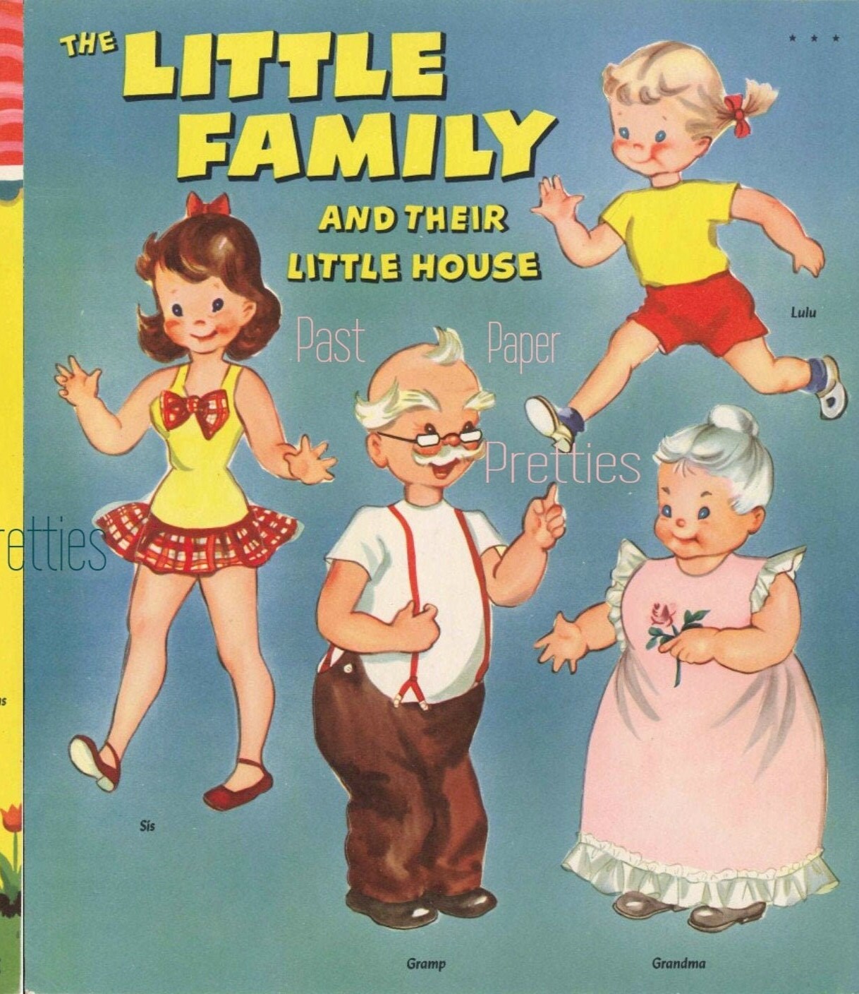 Vintage Paper Dolls The Little Family and Their Little House c. 1949 Printable Instant Digital Download Kitschy Cute People Playset