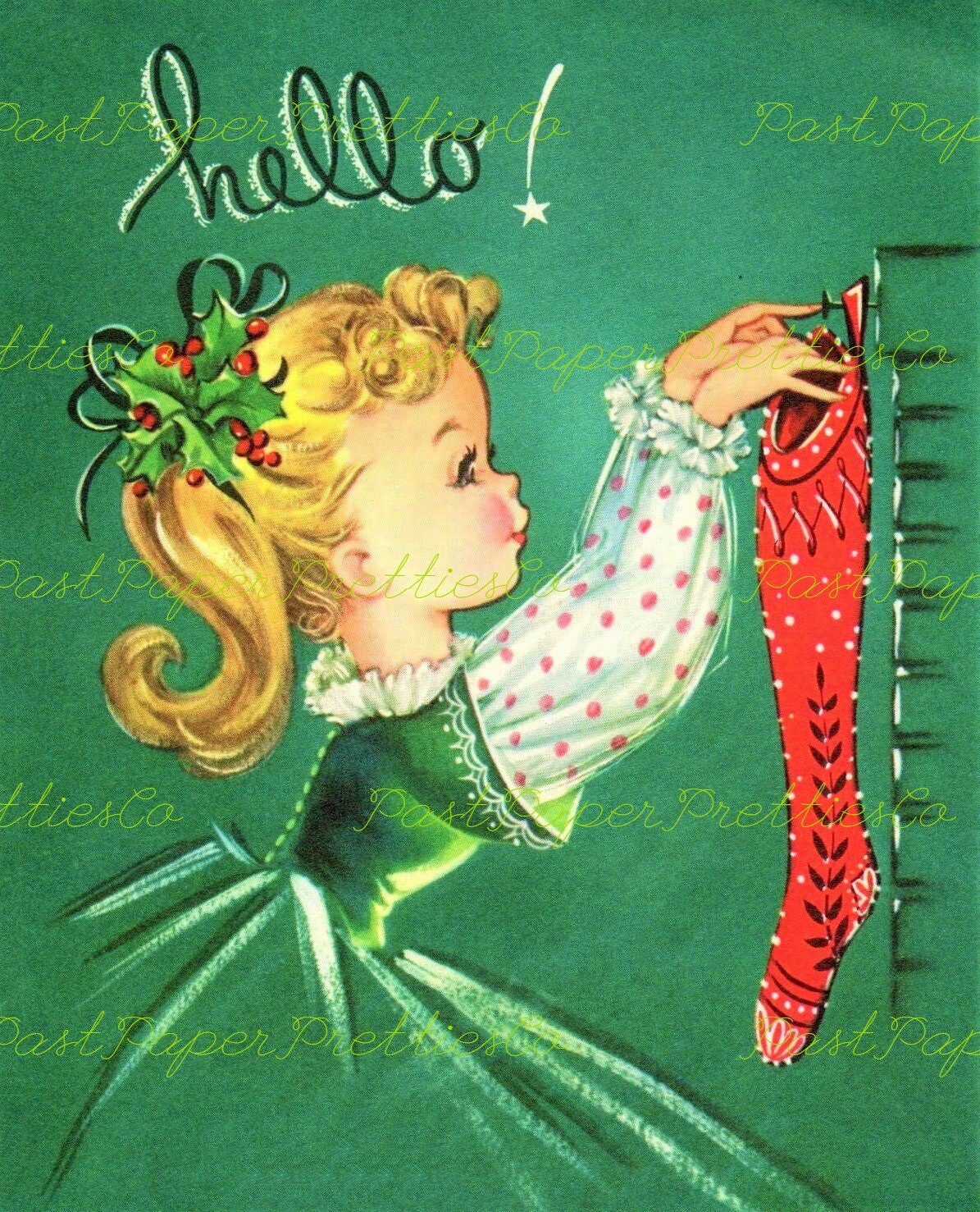 Vintage Printable Christmas Ladies Side Profiles Collage Sheets & 20 Single Card Images PDF Instant Digital Download Cute Holiday Girls