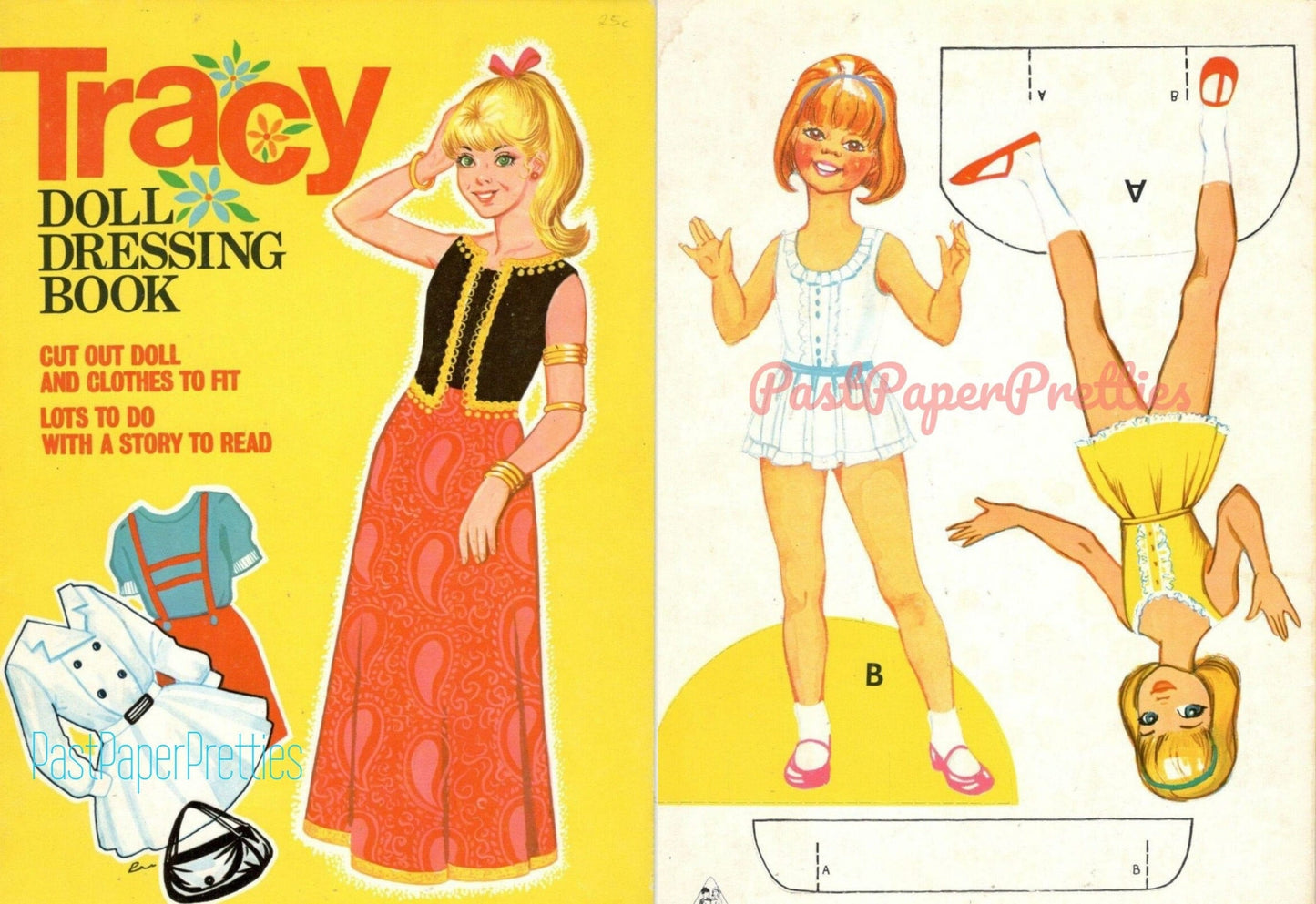 Vintage Paper Dolls Tracy Doll Dressing Book c. 1960s Printable PDF Instant Digital Download 2 Cute Pretty Girls and Clothes Clip Art