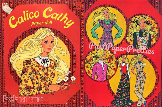 Vintage Paper Dolls Calico Cathy Retro Fashion Doll c. 1976 Printable PDF Instant Digital Download Cute Childhood Toy Doll Clip Art Z1