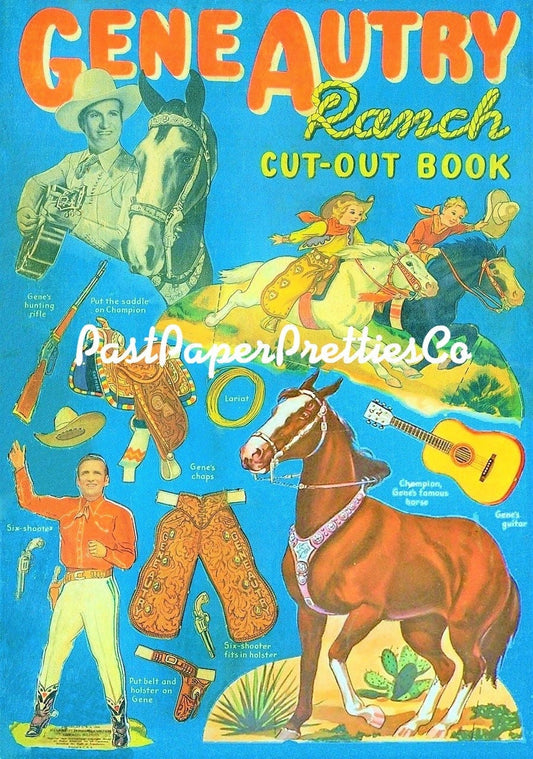 Vintage Paper Dolls Gene Autry Ranch Cut Out Book Printable PDF Instant Digital Download Western Dolls Scenes Outfits Paper Craft Clipart