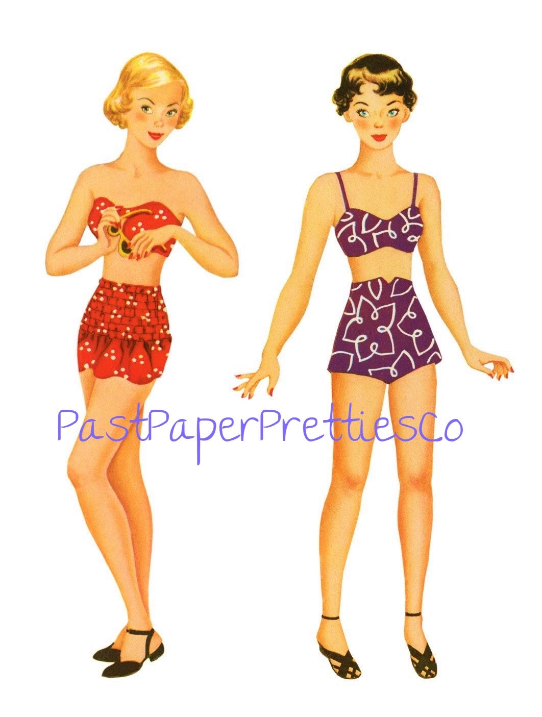 Vintage Paper Dolls Sixteen 2 Date Gals and Their Clothes 1943 PDF Printable Instant Digital Download Cute Kitsch Teen Girls Clipart