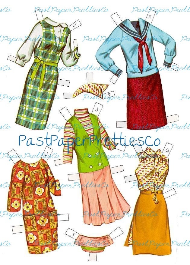 Vintage Paper Dolls Sally and Jane with Clothes and Hair-dos 1964 Printable PDF Instant Digital Download 2 Pretty Teen Girls Best Friends