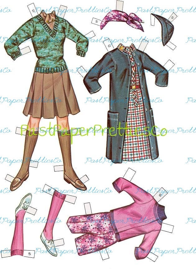 Vintage Paper Dolls Sally and Jane with Clothes and Hair-dos 1964 Printable PDF Instant Digital Download 2 Pretty Teen Girls Best Friends