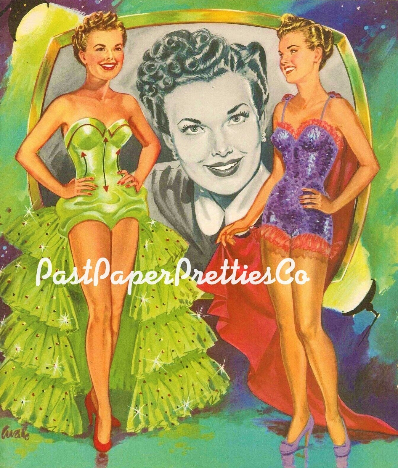 Vintage Paper Dolls My Little Margie TV Show 1954 Printable PDF Instant Digital Download TV Actress Starlet Gale Storm Doll Clip Art