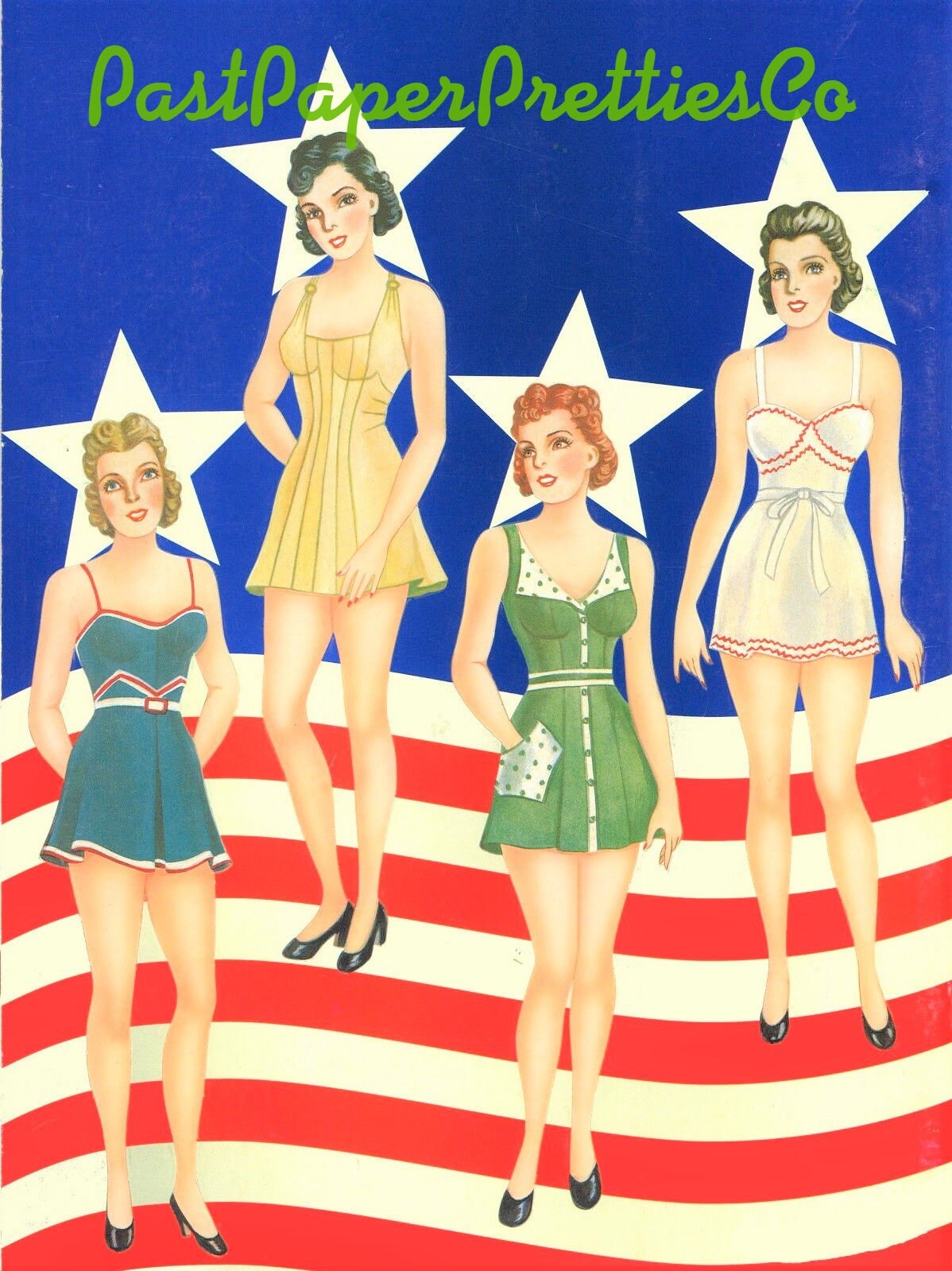 Vintage Paper Dolls Wacs and Waves Girls In the War WWII 1943 Printable PDF Instant Digital Download Wartime Era Ladies Clip Art