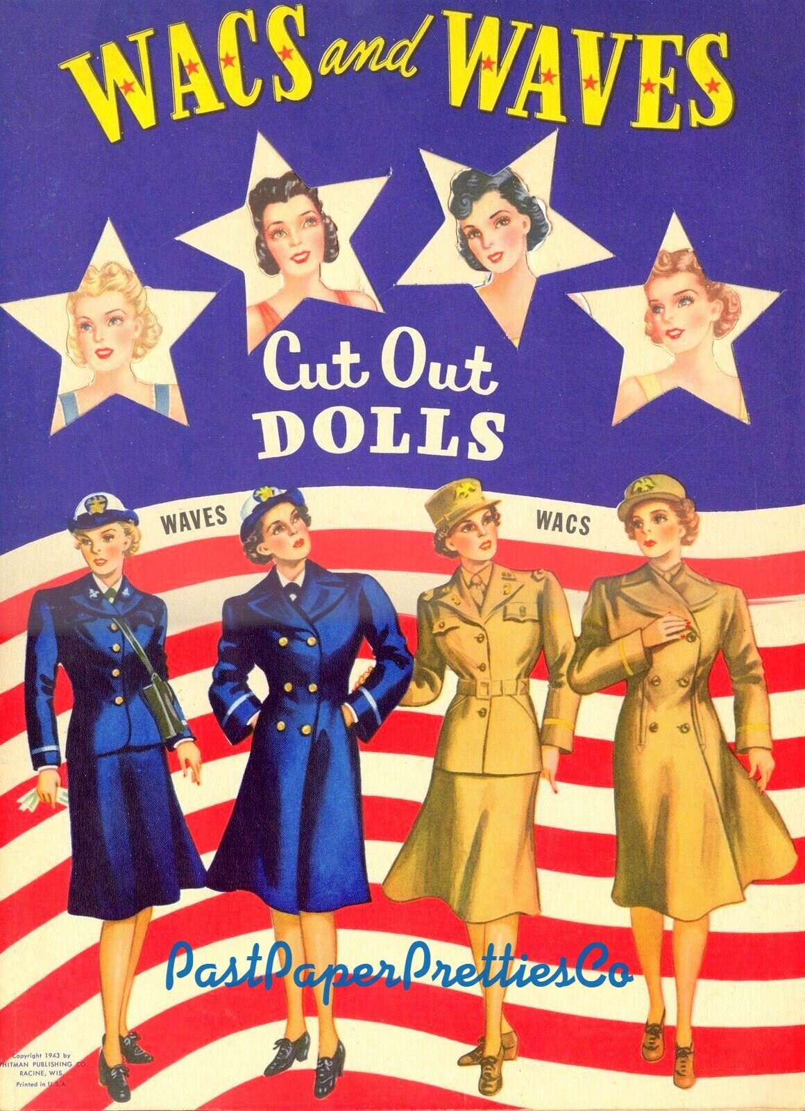 Vintage Paper Dolls Wacs and Waves Girls In the War WWII 1943 Printable PDF Instant Digital Download Wartime Era Ladies Clip Art