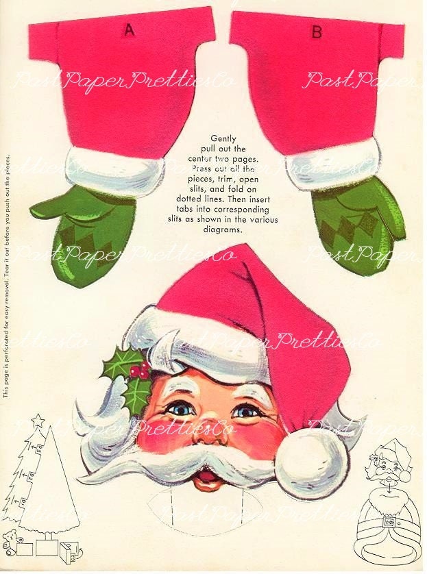 Vintage Printable Santa's Night Before Christmas Press-out Book Playbook Playset Holiday Scene PDF Instant Digital Download Activity Crafts